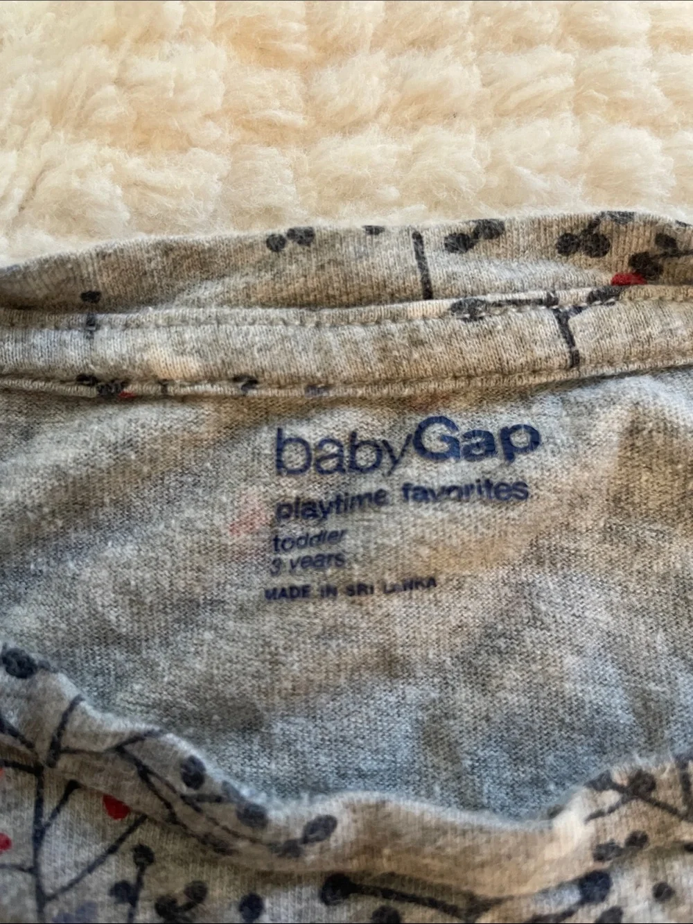 ❤️4 for $10 GAP Girls' Gray Floral Long-Sleeve Tee with Navy and Coral Accents